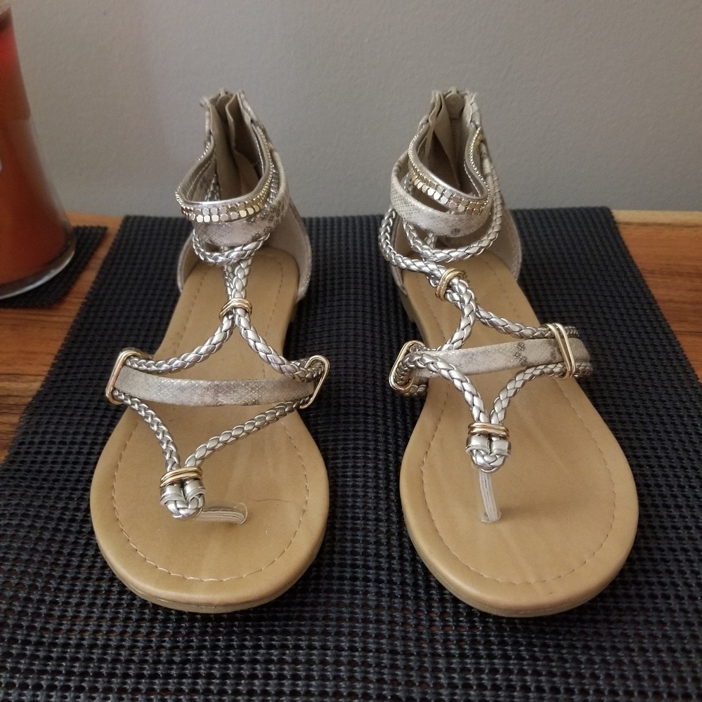 Maurices snake skin, strappy flat sandal